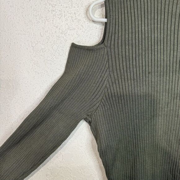 Say What Sweater Knit Dress Woman 2X Army Green Pullover Cold Shoulder Dress NWT - Picture 9 of 15